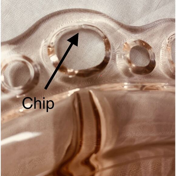 Anchor Hocking Pink Depression Glass Plate 10.5" Old Colony Lace Edge Relish - Picture 4 of 7